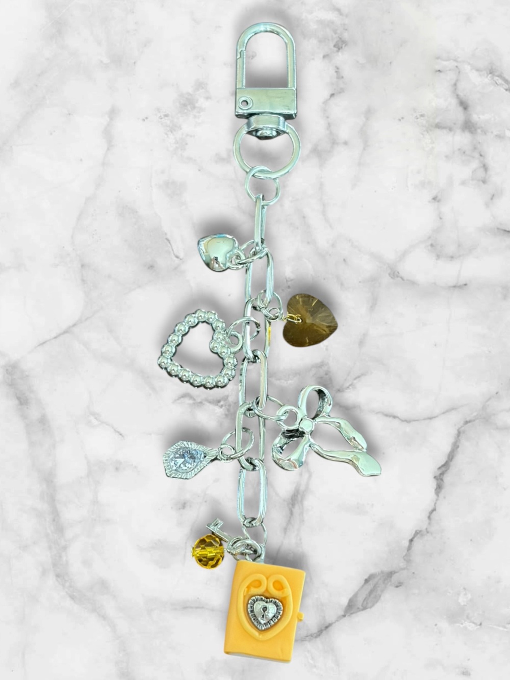 Silver and Yellow Book Lover Bag Charm